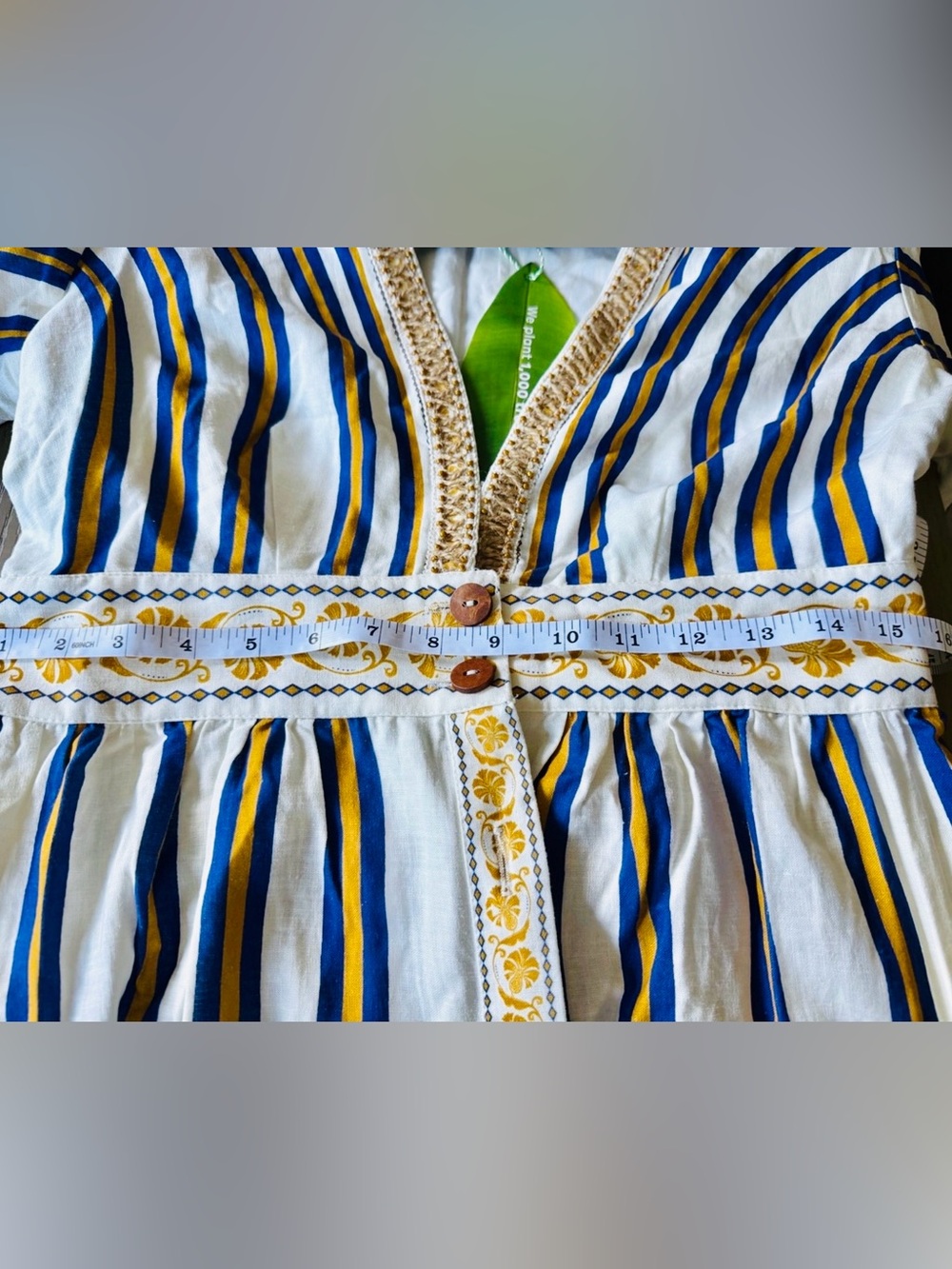 FARM Rio NEW pineapple linen dress size Medium white blue yellow - Picture 7 of 8